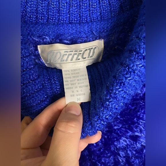 Sideffects blue vintage shaggy turtleneck sweater with elastic waistband - Picture 2 of 7